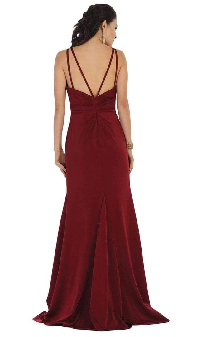 May Queen - Sleeveless Pleated High Front Slit A-Line Dress MQ1469 Formal Gowns 4 May Queen - Sleeveless Pleated High Front Slit A-Line Dress MQ1469 Formal Gowns