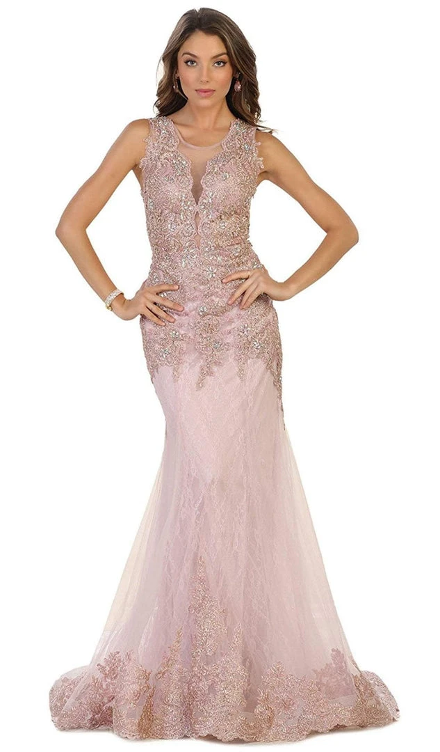 May Queen - Sleeveless Sheer Illusion Evening Gown Formal Gowns 3 May Queen - Sleeveless Sheer Illusion Evening Gown Formal Gowns