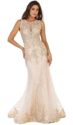 May Queen - Sleeveless Sheer Illusion Evening Gown Formal Gowns 12 May Queen - Sleeveless Sheer Illusion Evening Gown Formal Gowns