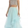 Formal Gowns May Queen - Sleeveless Two-Piece Beaded Top Hi-low Evening Dress