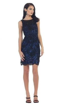 May Queen - Soutache Lace Illusion Bateau Sheath Cocktail Dress Cocktail Dresses