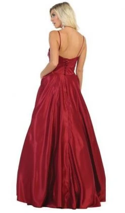 May Queen - Spaghetti Straps Corset Back Long Satin Gown MQ1678 Formal Gowns 8 May Queen - Spaghetti Straps Corset Back Long Satin Gown MQ1678 Formal Gowns