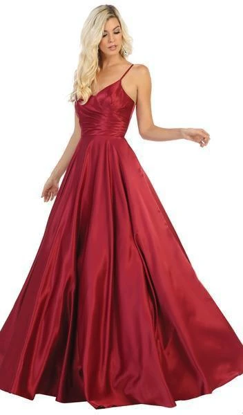 May Queen - Spaghetti Straps Corset Back Long Satin Gown MQ1678 Formal Gowns 3 May Queen - Spaghetti Straps Corset Back Long Satin Gown MQ1678 Formal Gowns