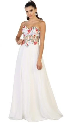 May Queen - Strapless Embellished Chiffon Evening Gown Formal Gowns