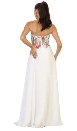 May Queen - Strapless Embellished Chiffon Evening Gown Formal Gowns