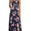 May Queen - Strapless Floral Print Evening Gown MQ1403 - 1 Pc Navy/Pink In Size 6 Available 2 May Queen - Strapless Floral Print Evening Gown MQ1403 - 1 Pc Navy/Pink In Size 6 Available