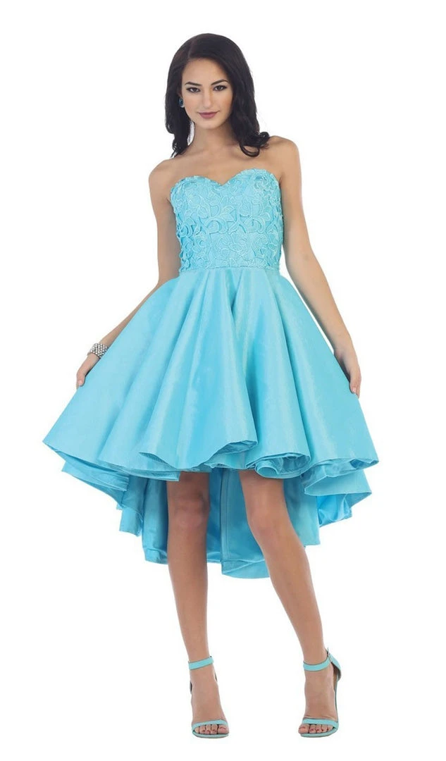 May Queen - Strapless High-Low Pleated Cocktail Dress Cocktail Dresses 6 May Queen - Strapless High-Low Pleated Cocktail Dress Cocktail Dresses