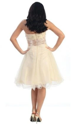 Cocktail Dresses May Queen - Strapless Jeweled Cummerbund Cocktail Dress