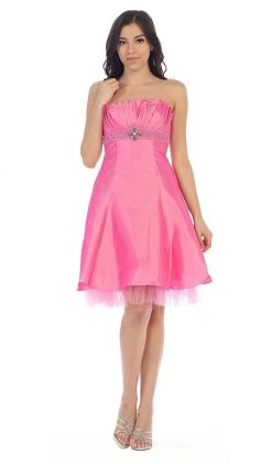 May Queen - Strapless Pleated Bodice Empire Cocktail Dress MQ596 Cocktail Dresses