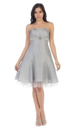 May Queen - Strapless Pleated Bodice Empire Cocktail Dress MQ596 Cocktail Dresses