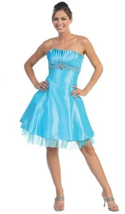 May Queen - Strapless Pleated Bodice Empire Cocktail Dress