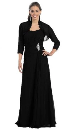 May Queen - Strapless Pleated Mother Of The Bride Gown With Bolero