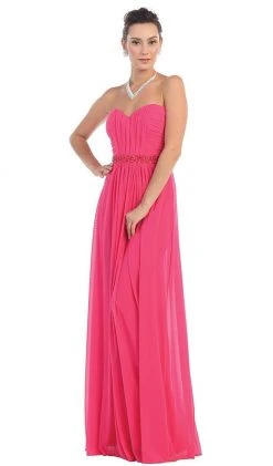May Queen - Strapless Ruched Bodice Chiffon Long Prom Dress 12 May Queen - Strapless Ruched Bodice Chiffon Long Prom Dress