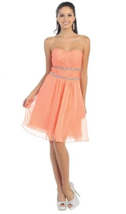 May Queen - Strapless Ruched Sweetheart A-Line Cocktail Dress