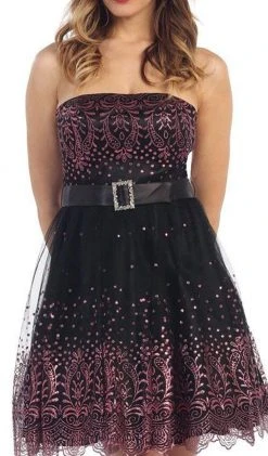 May Queen - Strapless Straight Mesh Cocktail Dress 9 May Queen - Strapless Straight Mesh Cocktail Dress