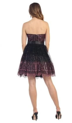 May Queen - Strapless Straight Mesh Cocktail Dress 10 May Queen - Strapless Straight Mesh Cocktail Dress