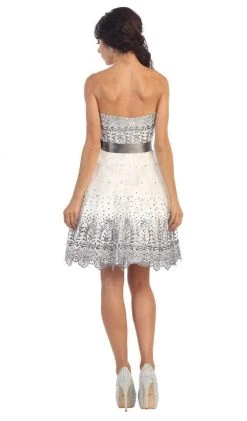 May Queen - Strapless Straight Mesh Cocktail Dress 13 May Queen - Strapless Straight Mesh Cocktail Dress