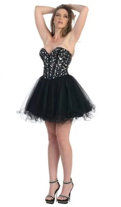 Cocktail Dresses May Queen - Strapless Sweetheart Corset Cocktail Dress MQ 873