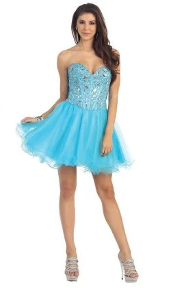 Cocktail Dresses May Queen - Strapless Sweetheart Corset Cocktail Dress MQ 873