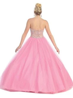 May Queen - Strapless Sweetheart Sequined Formal Ballgown