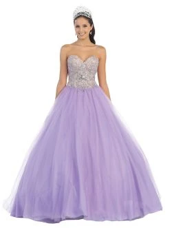 May Queen - Strapless Sweetheart Sequined Formal Ballgown