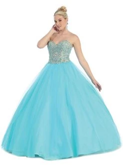 May Queen - Strapless Sweetheart Sequined Formal Ballgown