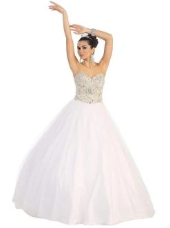 May Queen - Strapless Sweetheart Sequined Formal Ballgown