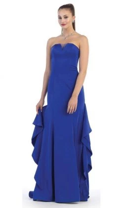 May Queen - Strapless With Side Peplum Long Dress Formal Gowns