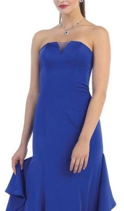 May Queen - Strapless With Side Peplum Long Dress Formal Gowns