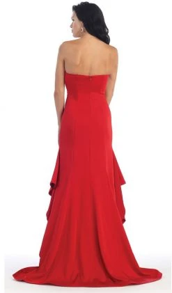 May Queen - Strapless With Side Peplum Long Dress Formal Gowns