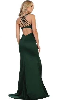 May Queen - Strappy Fitted Plunging Trumpet Prom Dress Formal Gowns