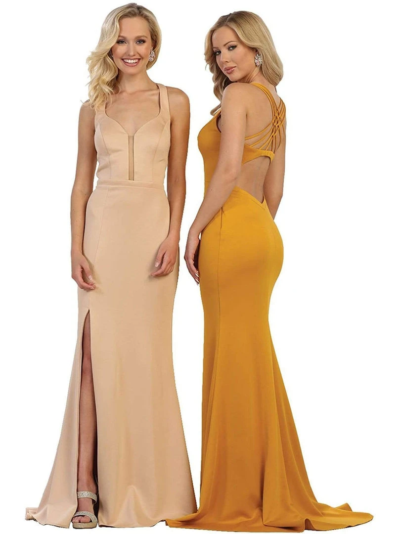 May Queen - Strappy Fitted Plunging Trumpet Prom Dress Formal Gowns 13 May Queen - Strappy Fitted Plunging Trumpet Prom Dress Formal Gowns