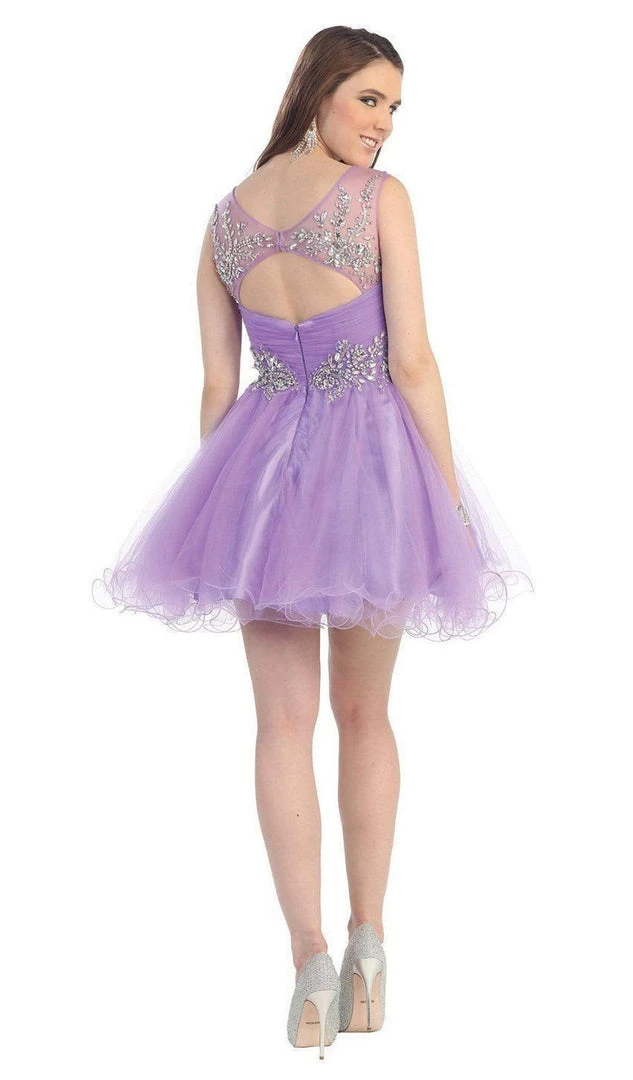 May Queen - Stunning Beaded Illusion Neck Cocktail Dress 13 May Queen - Stunning Beaded Illusion Neck Cocktail Dress