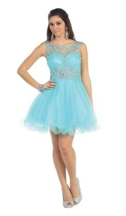 May Queen - Stunning Beaded Illusion Neck Cocktail Dress 25 May Queen - Stunning Beaded Illusion Neck Cocktail Dress