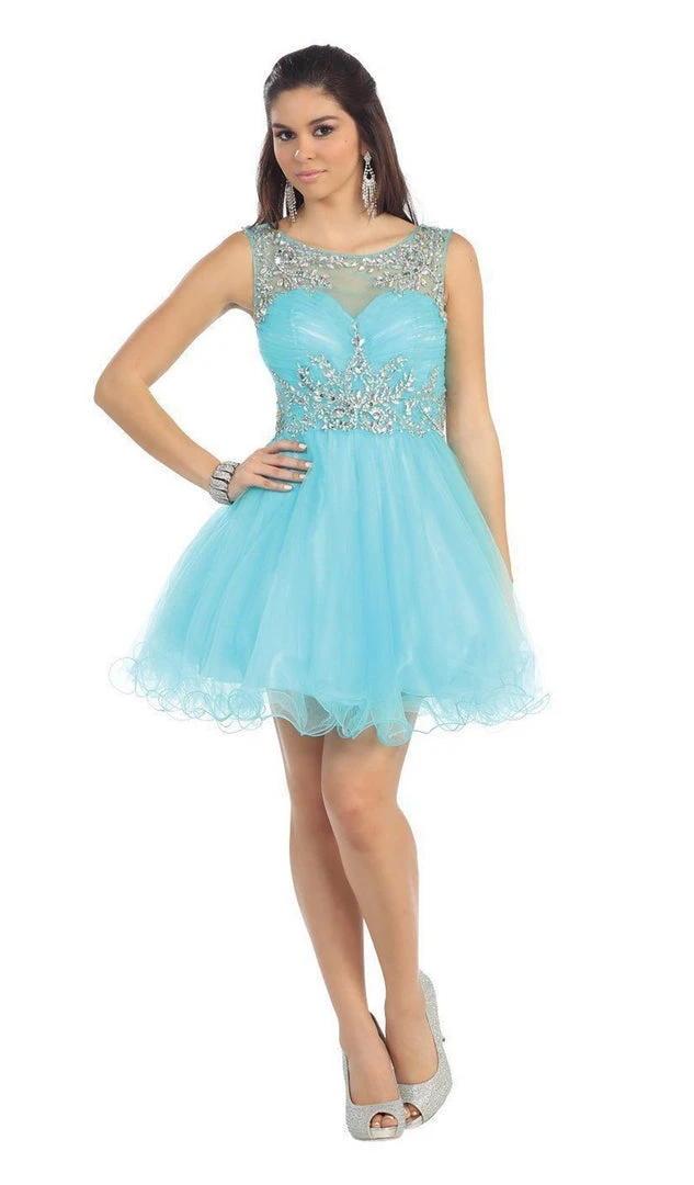 May Queen - Stunning Beaded Illusion Neck Cocktail Dress 7 May Queen - Stunning Beaded Illusion Neck Cocktail Dress