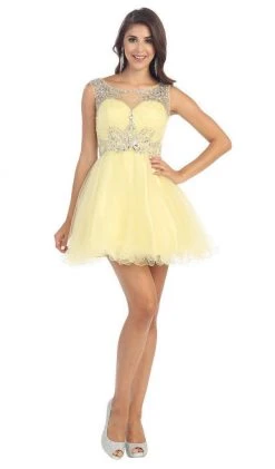 May Queen - Stunning Beaded Illusion Neck Cocktail Dress 36 May Queen - Stunning Beaded Illusion Neck Cocktail Dress