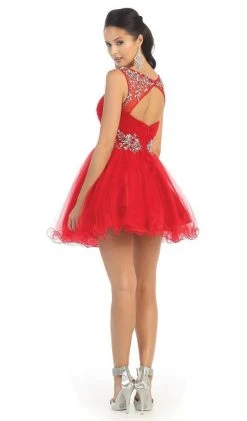 May Queen - Stunning Beaded Illusion Neck Cocktail Dress 23 May Queen - Stunning Beaded Illusion Neck Cocktail Dress