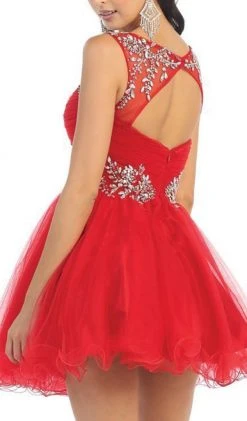 May Queen - Stunning Beaded Illusion Neck Cocktail Dress 24 May Queen - Stunning Beaded Illusion Neck Cocktail Dress