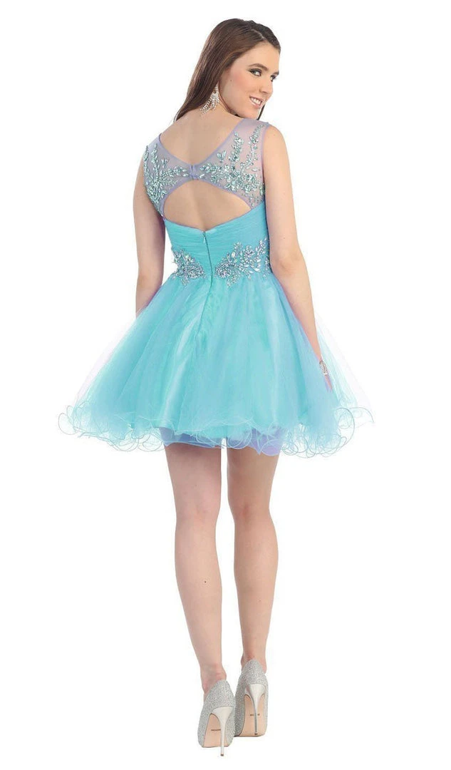 May Queen - Stunning Beaded Illusion Neck Cocktail Dress 8 May Queen - Stunning Beaded Illusion Neck Cocktail Dress