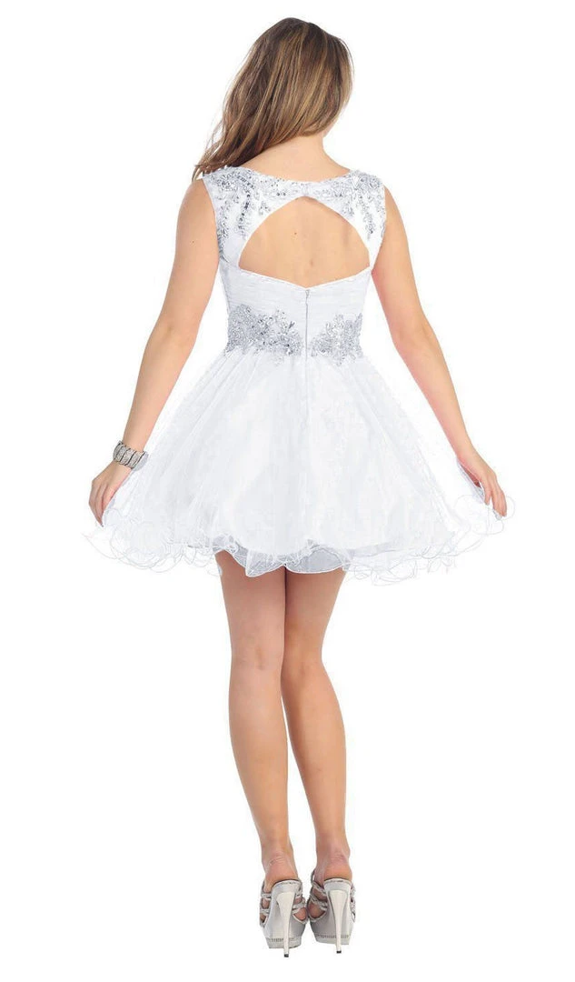 May Queen - Stunning Beaded Illusion Neck Cocktail Dress 10 May Queen - Stunning Beaded Illusion Neck Cocktail Dress