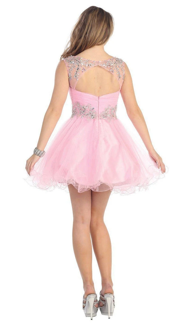 May Queen - Stunning Beaded Illusion Neck Cocktail Dress 15 May Queen - Stunning Beaded Illusion Neck Cocktail Dress