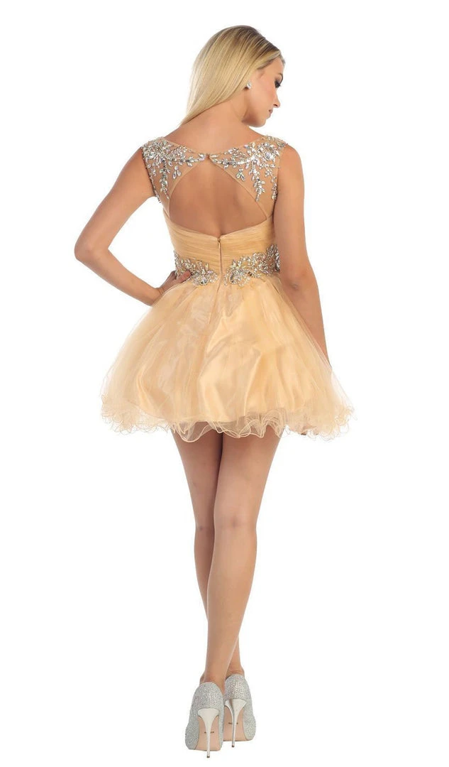 May Queen - Stunning Beaded Illusion Neck Cocktail Dress 21 May Queen - Stunning Beaded Illusion Neck Cocktail Dress