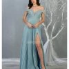 Formal Gowns May Queen - Sweetheart Pleated Evening Dress RQ7876 - 1 Pc Dusty Blue In Size 16 Available