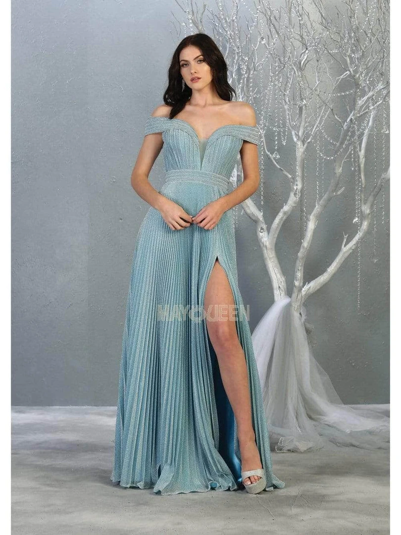 Formal Gowns May Queen - Sweetheart Pleated Evening Dress RQ7876 - 1 Pc Dusty Blue In Size 16 Available 3 Formal Gowns May Queen - Sweetheart Pleated Evening Dress RQ7876 - 1 Pc Dusty Blue In Size 16 Available