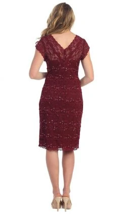 May Queen - Tiered Scallop Lace V-Neck Formal Dress MQ974 15 May Queen - Tiered Scallop Lace V-Neck Formal Dress MQ974