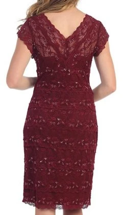 May Queen - Tiered Scallop Lace V-Neck Formal Dress MQ974 17 May Queen - Tiered Scallop Lace V-Neck Formal Dress MQ974