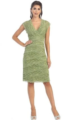 May Queen - Tiered Scallop Lace V-Neck Formal Dress MQ974 18 May Queen - Tiered Scallop Lace V-Neck Formal Dress MQ974