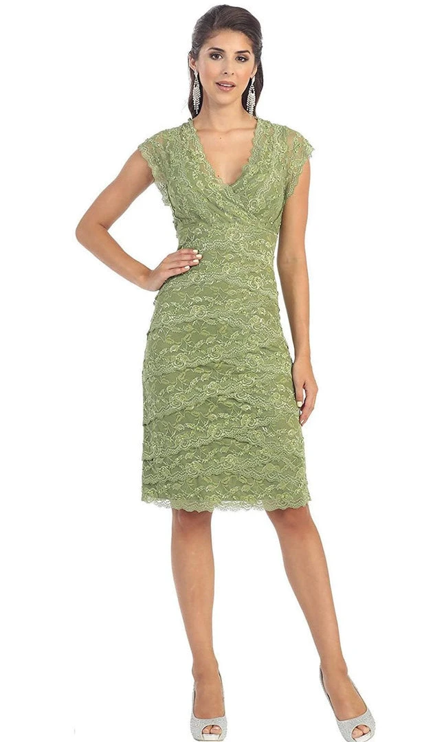 May Queen - Tiered Scallop Lace V-Neck Formal Dress MQ974 7 May Queen - Tiered Scallop Lace V-Neck Formal Dress MQ974