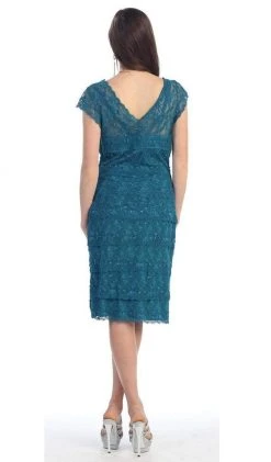 May Queen - Tiered Scallop Lace V-Neck Formal Dress MQ974 19 May Queen - Tiered Scallop Lace V-Neck Formal Dress MQ974