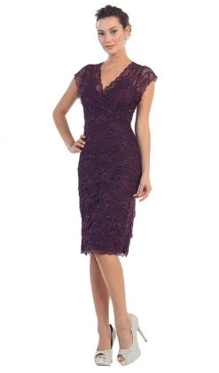 May Queen - Tiered Scallop Lace V-Neck Formal Dress MQ974 25 May Queen - Tiered Scallop Lace V-Neck Formal Dress MQ974